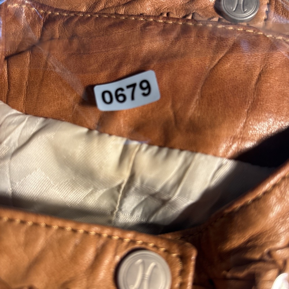 Cole Haan Collection Tan Lambskin Leather Whipstitch Moto Jacket Womens Medium - Picture 16 of 16